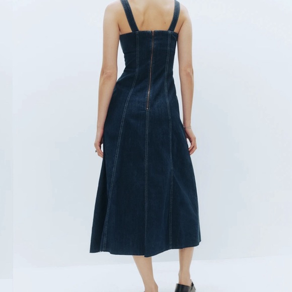 ISO Reformation Amory Denim Midi Dress - Picture 2 of 3